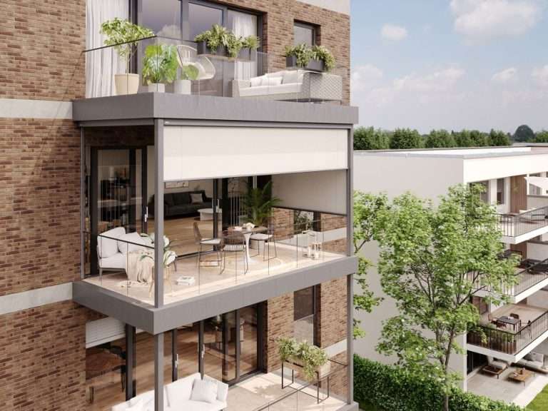 Vertikal-Kassettenmarkise MX-620625 als Sichtschutz und Sonnenschutz Balkon