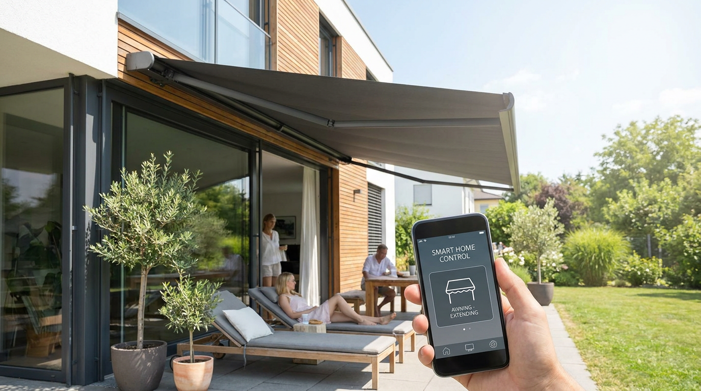 Elektrische Markise mit Somfy Smart-Home-Steuerung